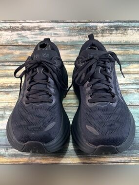 HOKA ONE ONE Bondi 8 Running Shose 8.5W Athletic Jogging Shoes Triple Black Mesh